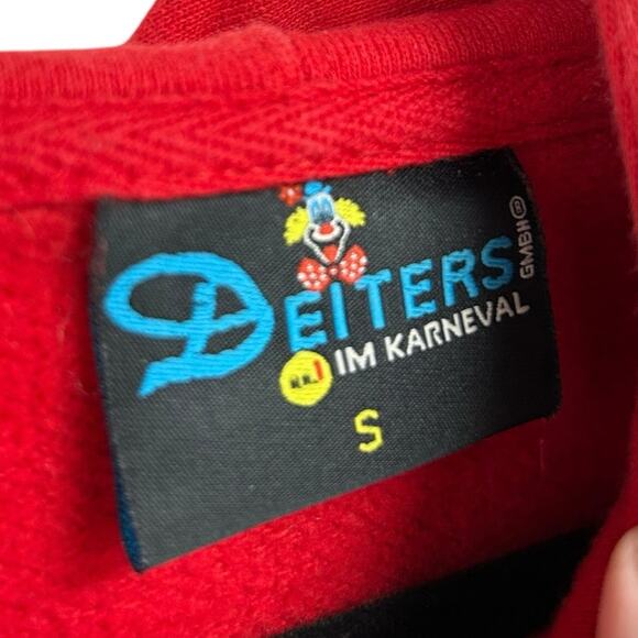 Deiters IM KARNEVAL Red Multicolor Rhinestone Skull Graphic Hoodie Mens Small - Picture 2 of 6